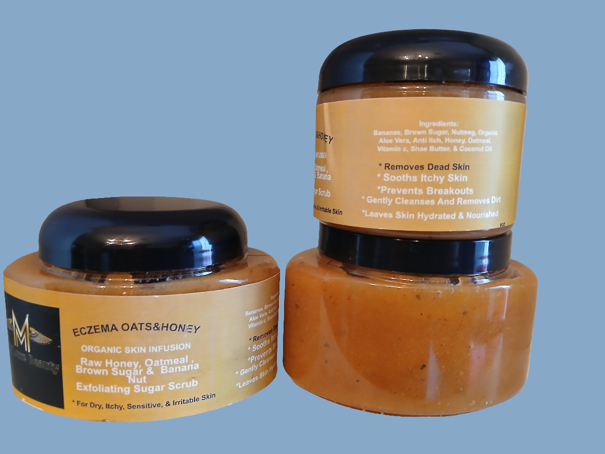 Raw Honey, Oatmeal, Brown Sugar&Banana Nut Exfoliating Eczema Sugar Scrub