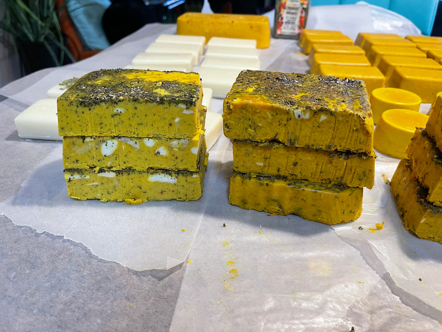 “Let’s Exfoliate!” “Large” Organic Black Seed Exfoliating Moisturizing Soap Bar with honey, Shae butter, Organic Mint Leaves, Turmeric, ginger, & organic oils